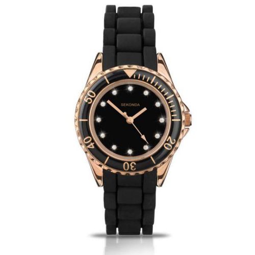 Accessories - Sekonda Ladies Black Dial Rubber Silicon Strap Watch 4743