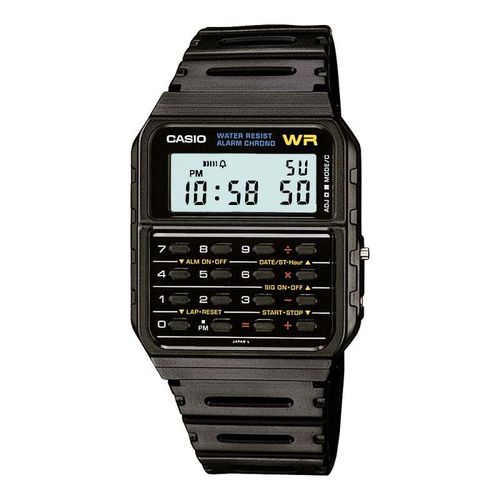 Accessories - Casio Mens Digital Calculator Retro Dial With Black Rubber Strap Watch - CA-53W-1Z